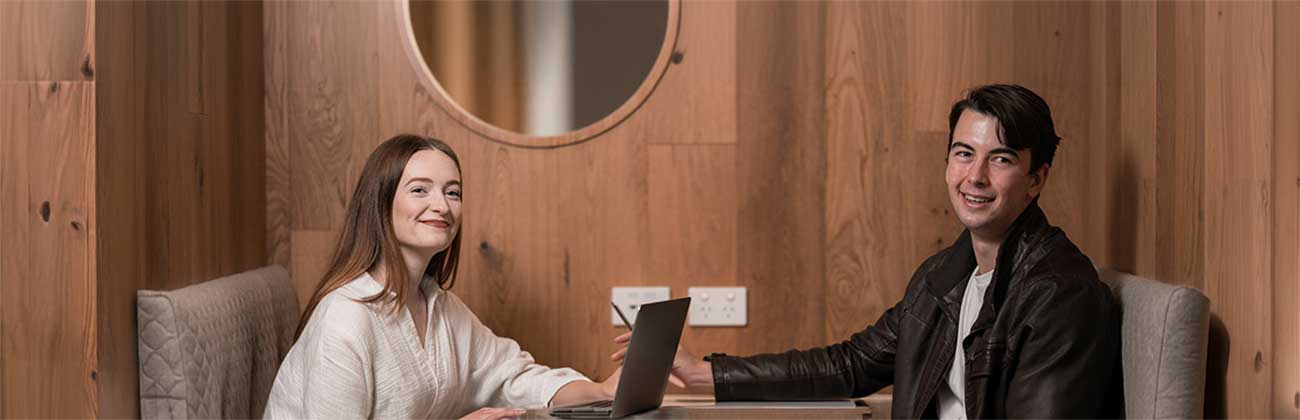 Students at a Cult Eatery lounge