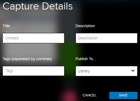 Screenshot of the Capture details interface