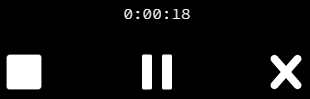 Screenshot of the recording interface buttons and timer