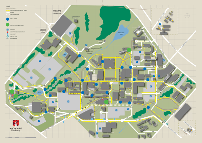Map of the campus showing help points
