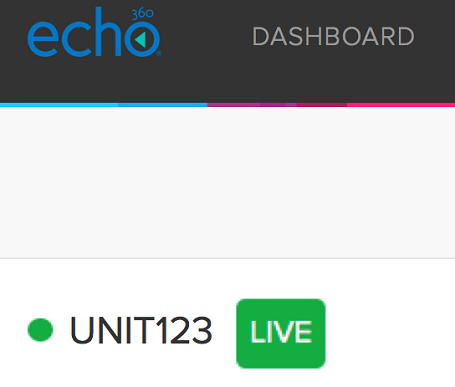 Screenshot of the commenced live stream listing on echo360