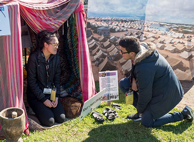 Practum team members imulating refugee camp